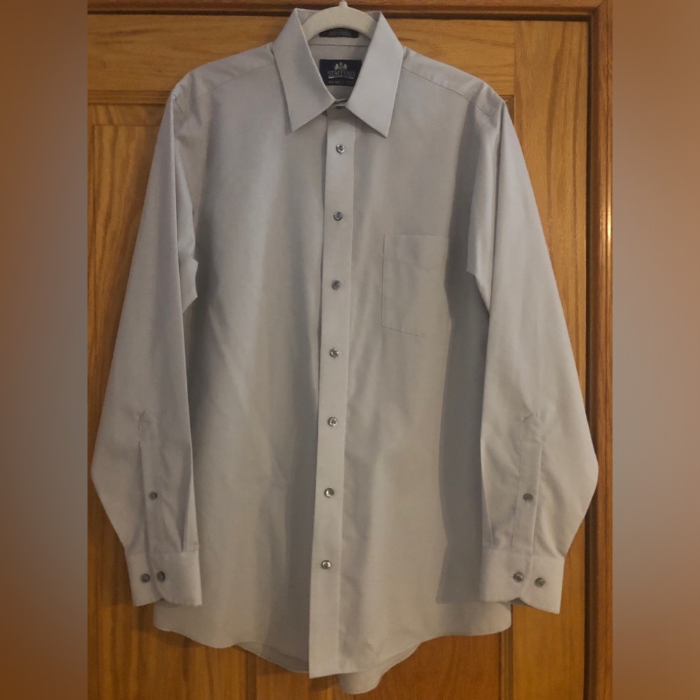 Stafford Light Gray Dress Shirt 15-1/2 34-35
